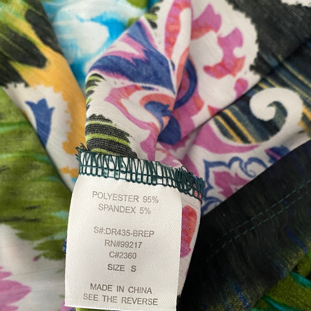 Multi-Color Maxi Dress with Blue, Green & Pink Pattern - Picture 7 of 8